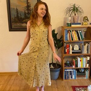 Vintage Silk Ralph Lauren floral button-up dress